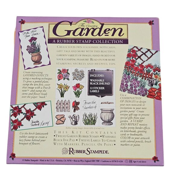 Rubber Stampede The Country Garden Rubber Stamp Set New Sealed Vintage USA - Picture 5 of 9